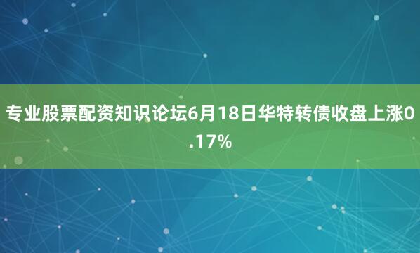专业股票配资知识论坛6月18日华特转债收盘上涨0.17%