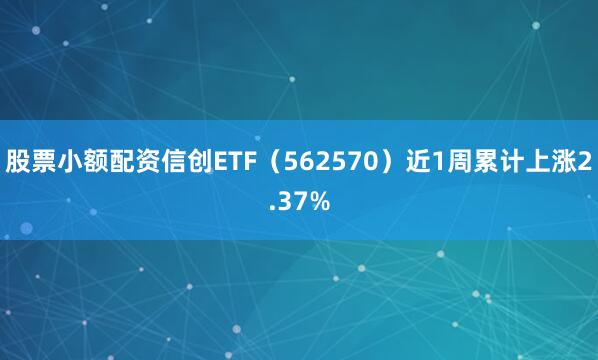 股票小额配资信创ETF（562570）近1周累计上涨2.37%